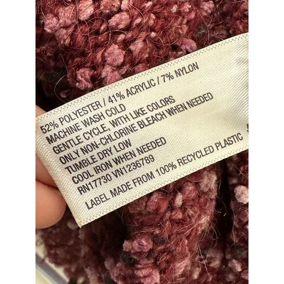 Target burgundy popcorn knit long sleeves high low sweater size Large - Picture 4 of 11